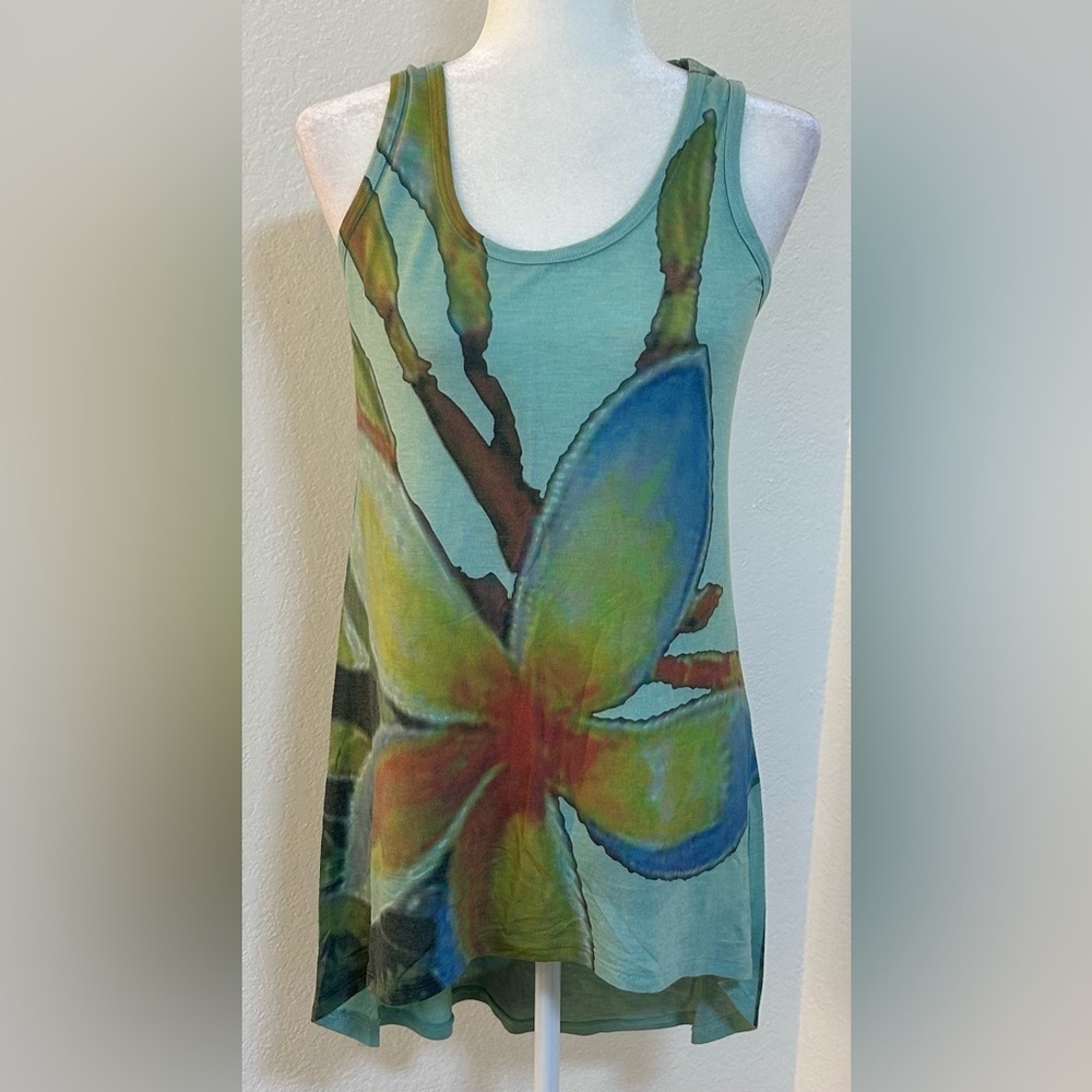 American Twist Blue Floral Print Hi Lo Coverup Size Large NWOT